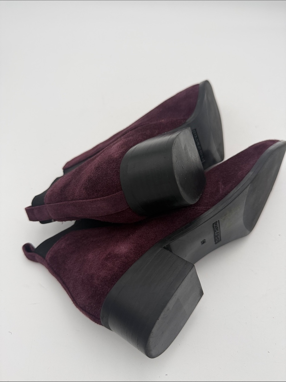 Marc Fisher Burgundy Suede Pointed Chelsea Booties women 9M pull on casual retro - Picture 8 of 16